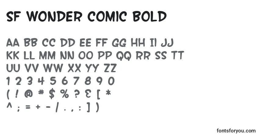 Czcionka SF Wonder Comic Bold – alfabet, cyfry, specjalne znaki