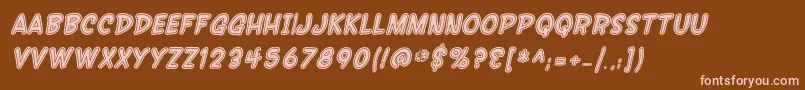 Czcionka SF Wonder Comic Inline Italic – różowe czcionki na brązowym tle