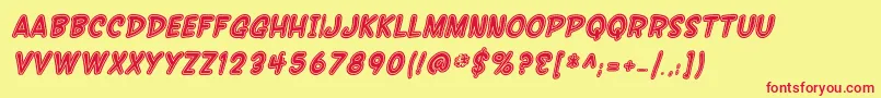 SF Wonder Comic Inline Italic Font – Red Fonts on Yellow Background