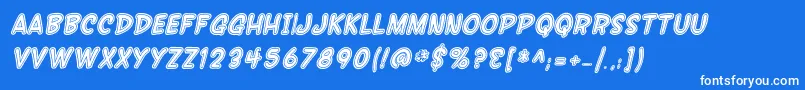 Police SF Wonder Comic Inline Italic – polices blanches sur fond bleu