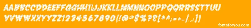 Czcionka SF Wonder Comic Inline Italic – białe czcionki na pomarańczowym tle