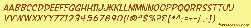 SF Wonder Comic Italic Font – Brown Fonts on Yellow Background
