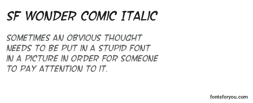 Überblick über die Schriftart SF Wonder Comic Italic