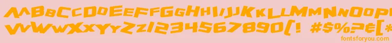 SF Zero Gravity Bold Italic-fontti – oranssit fontit vaaleanpunaisella taustalla