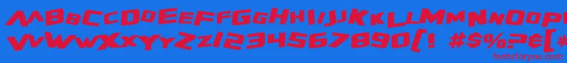 SF Zero Gravity Bold Italic-Schriftart – Rote Schriften auf blauem Hintergrund