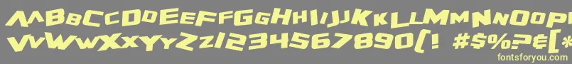 SF Zero Gravity Bold Italic-Schriftart – Gelbe Schriften auf grauem Hintergrund