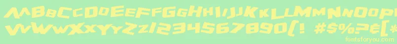 SF Zero Gravity Bold Italic-Schriftart – Gelbe Schriften auf grünem Hintergrund
