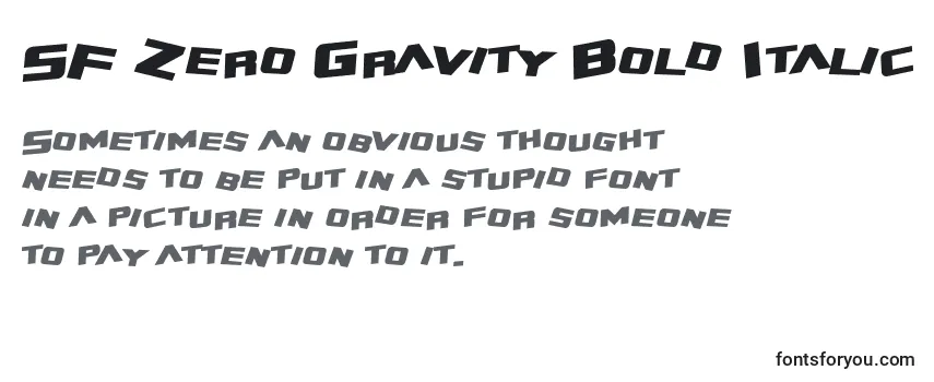 Schriftart SF Zero Gravity Bold Italic