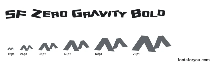 Tamanhos de fonte SF Zero Gravity Bold