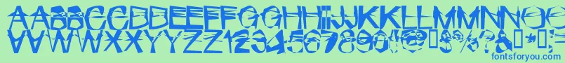 フォントMischstabPopanz – 青い文字は緑の背景です。