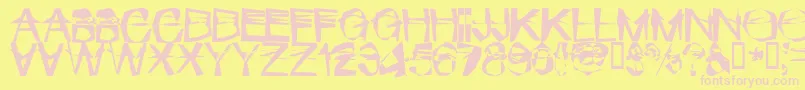 MischstabPopanz-fontti – vaaleanpunaiset fontit keltaisella taustalla