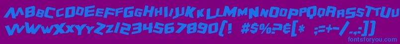 Czcionka SF Zero Gravity Condensed Bold Italic – niebieskie czcionki na fioletowym tle