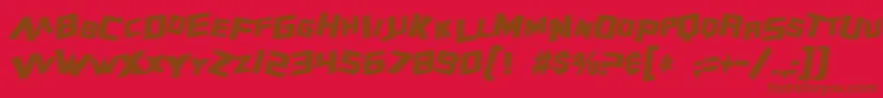 SF Zero Gravity Condensed Bold Italic Font – Brown Fonts on Red Background