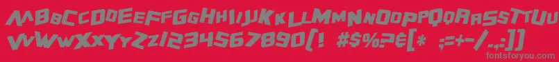 Lisätietoja SF Zero Gravity Condensed Bold Italic-fontista SF Zero Gravity Condensed Bold Italic-fontti – harmaat kirjasimet punaisella taustalla