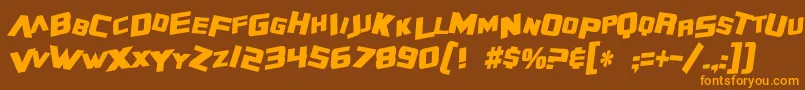 SF Zero Gravity Condensed Bold Italic Font – Orange Fonts on Brown Background