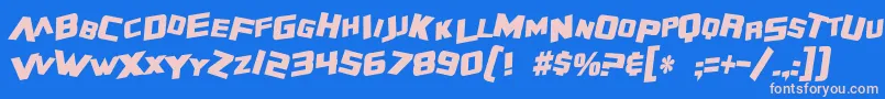 SF Zero Gravity Condensed Bold Italic Font – Pink Fonts on Blue Background