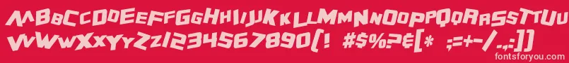 SF Zero Gravity Condensed Bold Italic Font – Pink Fonts on Red Background