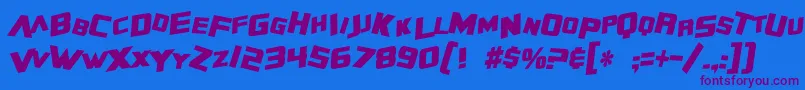 SF Zero Gravity Condensed Bold Italic Font – Purple Fonts on Blue Background