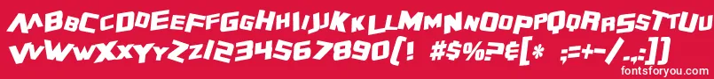 Fonte SF Zero Gravity Condensed Bold Italic – fontes brancas em um fundo vermelho