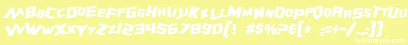 フォントSF Zero Gravity Condensed Bold Italic – 黄色い背景に白い文字