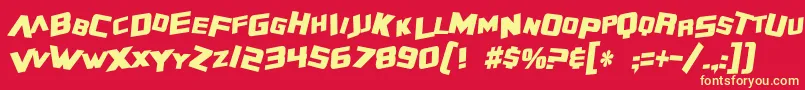 フォントSF Zero Gravity Condensed Bold Italic – 黄色の文字、赤い背景