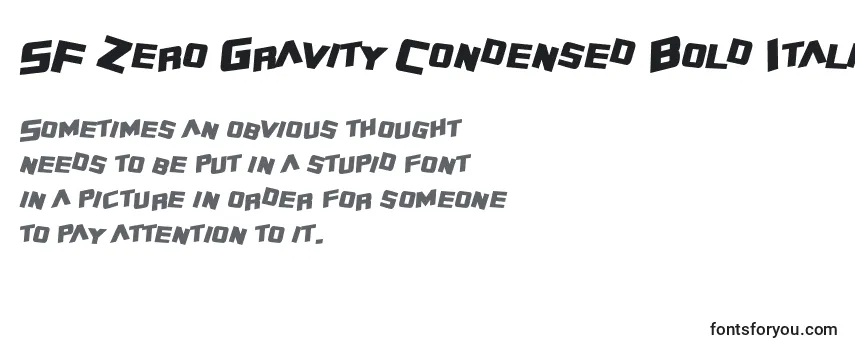 Schriftart SF Zero Gravity Condensed Bold Italic