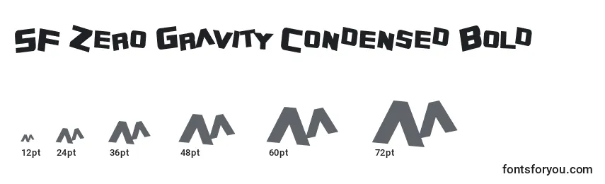 Größen der Schriftart SF Zero Gravity Condensed Bold