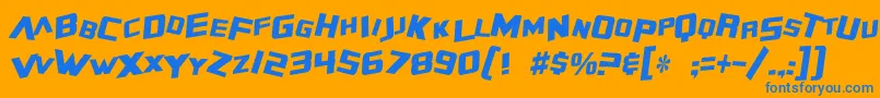 SF Zero Gravity Condensed Italic Font – Blue Fonts on Orange Background