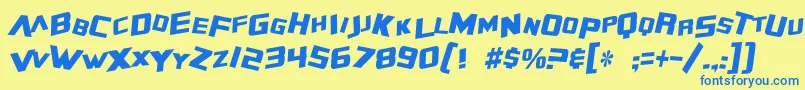 SF Zero Gravity Condensed Italic Font – Blue Fonts on Yellow Background