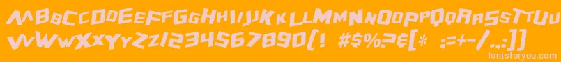 SF Zero Gravity Condensed Italic Font – Pink Fonts on Orange Background