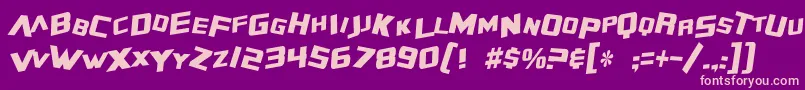 SF Zero Gravity Condensed Italic Font – Pink Fonts on Purple Background