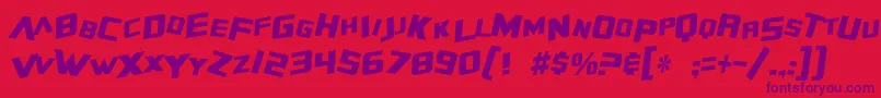 Czcionka SF Zero Gravity Condensed Italic – fioletowe czcionki na czerwonym tle