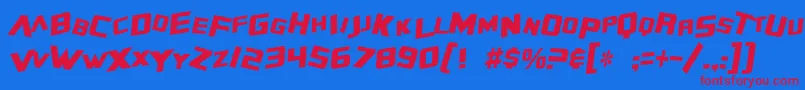 Шрифт SF Zero Gravity Condensed Italic – красные шрифты на синем фоне