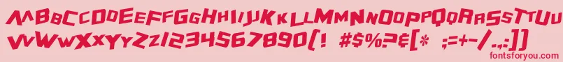SF Zero Gravity Condensed Italic Font – Red Fonts on Pink Background