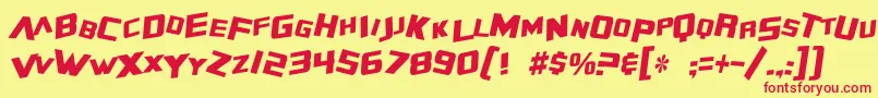 SF Zero Gravity Condensed Italic Font – Red Fonts on Yellow Background