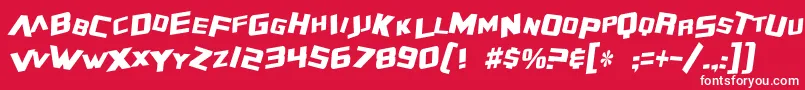 SF Zero Gravity Condensed Italic Font – White Fonts on Red Background