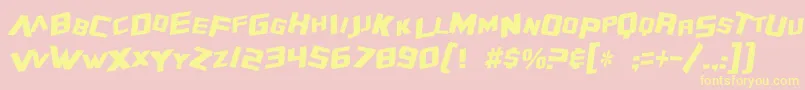 SF Zero Gravity Condensed Italic Font – Yellow Fonts on Pink Background