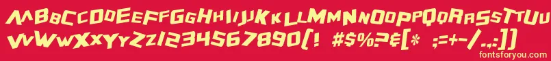 Шрифт SF Zero Gravity Condensed Italic – жёлтые шрифты на красном фоне