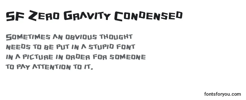 Przegląd czcionki SF Zero Gravity Condensed