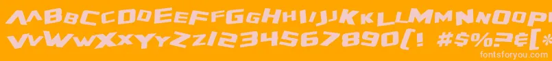 SF Zero Gravity Italic-Schriftart – Rosa Schriften auf orangefarbenem Hintergrund