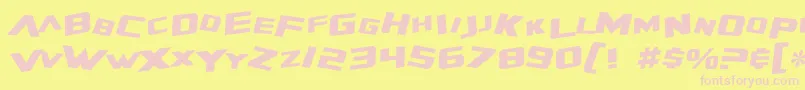 フォントSF Zero Gravity Italic – ピンクのフォント、黄色の背景