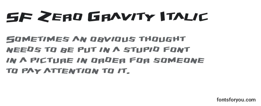 Czcionka SF Zero Gravity Italic