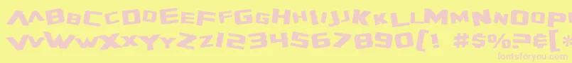 SF Zero Gravity-fontti – vaaleanpunaiset fontit keltaisella taustalla