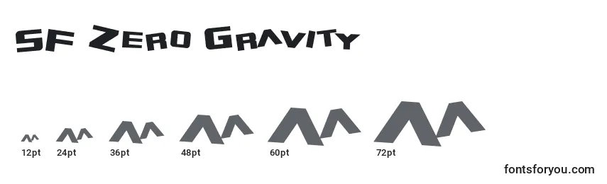 Размеры шрифта SF Zero Gravity