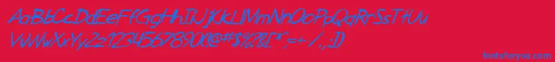 SF Zimmerman Italic-Schriftart – Blaue Schriften auf rotem Hintergrund