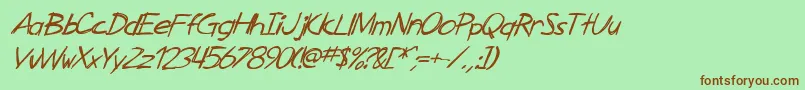 フォントSF Zimmerman Italic – 緑の背景に茶色のフォント