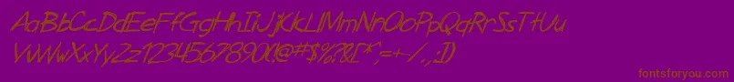 フォントSF Zimmerman Italic – 紫色の背景に茶色のフォント