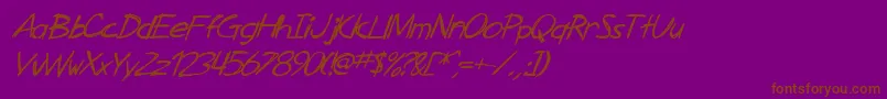 Fonte SF Zimmerman Italic – fontes marrons em um fundo roxo