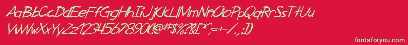 SF Zimmerman Italic Font – Green Fonts on Red Background