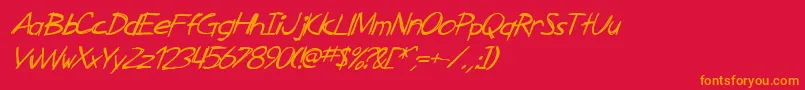 フォントSF Zimmerman Italic – 赤い背景にオレンジの文字